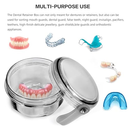 Leakproof Denture Case Denture Soaking Cup False Teeth Container, Dental Denture Bath Holder Storage Box Retainer Cleaner Case for Traveling - Leak Proof and Lid Waterproof - Transparent Black - color: Transparent Black