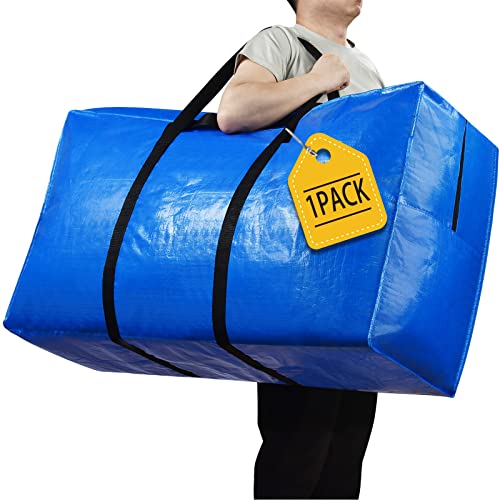 Extra Large Storage Bags, 57 Gallon XXL Jumbo Large Moving Bags Heavy Duty | 1 PACK Clothes Storage Totes Bins Moving Boxes Supplies, Foldable Travel Duffle Bag, Christmas Tree Bag,42x23x13.5 inch - color: Blue - 1 Pack, size: 42" X 23" X 13.5"