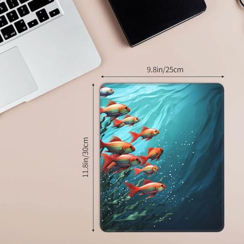 Fish Aquarium Mousepad Pad with Non-Slip Rubber Base, Waterproof Gaming Mousepad Pad Personalized Mousepad Mat Square Computer Mousepad for Office Laptop 10 x 12 Inch