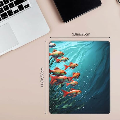 Fish Aquarium Mousepad Pad with Non-Slip Rubber Base, Waterproof Gaming Mousepad Pad Personalized Mousepad Mat Square Computer Mousepad for Office Laptop 10 x 12 Inch