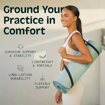 Retrospec Solana Yoga Mat Thick 1/2in Non-Slip Workout Mat with Nylon Strap - 72x24in Exercise Mat for Pilates, Stretching & Fitness - BPA Free, Easy Clean - color: Wild Spruce