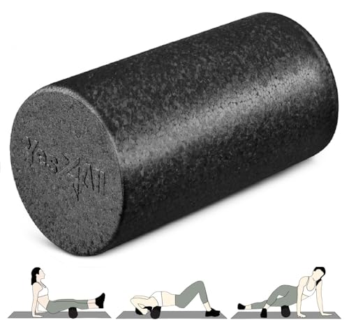 Yes4All Foam Roller, EPP High-Density Material, High Firmness Level, Back Roller for Athlete & Professional, Suitable for Back, Stretching, & Pilates, 12/18/24/36 inch - Black, 12 in