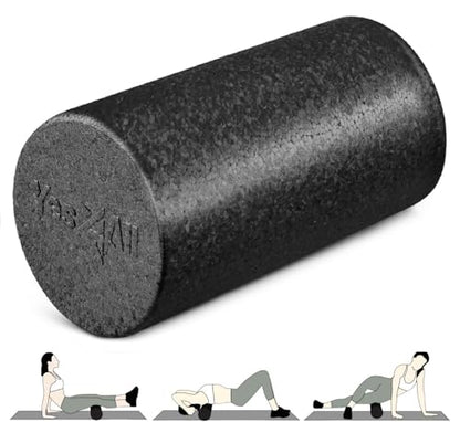 Yes4All Foam Roller, EPP High-Density Material, High Firmness Level, Back Roller for Athlete & Professional, Suitable for Back, Stretching, & Pilates, 12/18/24/36 inch - Black, 12 in