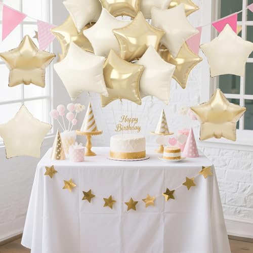 White Gold Star Foil Balloons,12Pcs 18Inch Star Shaped Balloons - color: White Gold