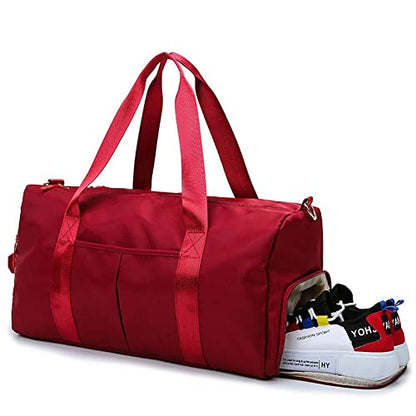 Sports Gym Bag for Women Travel Duffel Bag with Wet Pocket and Shoes Compartment for Training Swim Yoga(Beige) - color: Beige