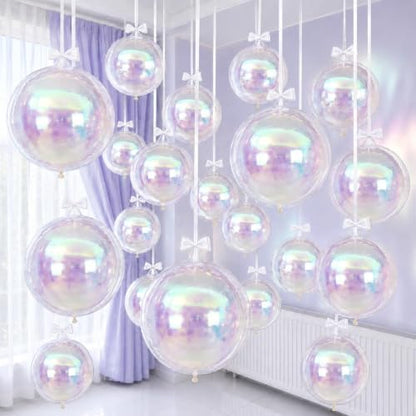 Togvu Iridescent Round Foil Balloons Different Sizes 4D Holographic Balloon - color: Iridescent
