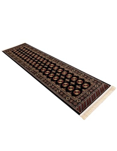 Rugs.com - Bokhara Rug – 10 Ft Runner Black Easy-Clean Stain-Resistant Runner Rug for Hallways, Entryways, and Kitchens - color: Black, size: 2'7" x 10' (Runner)