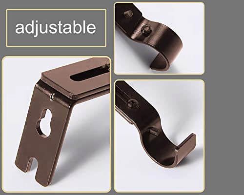 Premium Curtain Rod Brackets - 6 Pack Adjustable Wall Mounts, Curtain Rod Holders for 1 Inch Rod (Brown) - color: Brown-6pack
