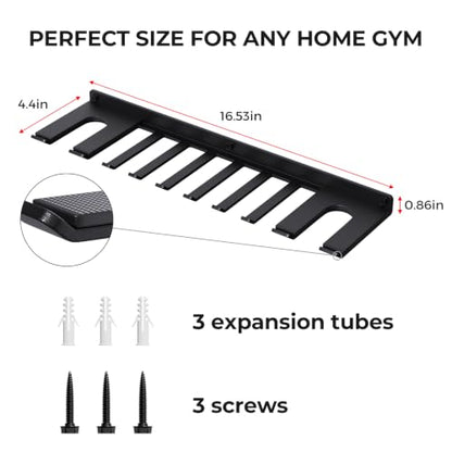 Home Gym Rack Wall Mount Barbell Holder, Multifunctional Two-in-One for Storage Barbells,Resistance Bands,Cable Accessories,Weight Lifting Belts,Jump Ropes and Chains