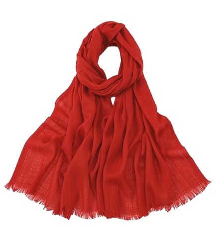 Women's Summer Scarf Lightweight And Soft Bamboo Cotton Headscarf - color: Big Red