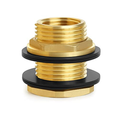 Ceaeso 1/2" NPT Female X 3/4" Male GHT(Garden Hose Threaded), Soild Brass Bulkhead Fitting With 2 Rubber Rings For Water Tower Tank Barrels Rain Barrels… - color: 1 pack-A
