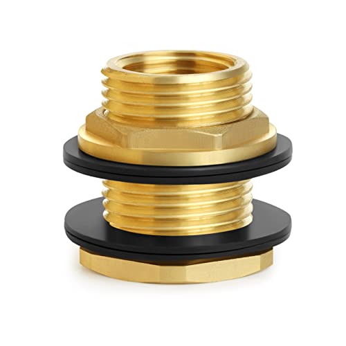 Ceaeso 1/2" NPT Female X 3/4" Male GHT(Garden Hose Threaded), Soild Brass Bulkhead Fitting With 2 Rubber Rings For Water Tower Tank Barrels Rain Barrels… - color: 1 pack-A