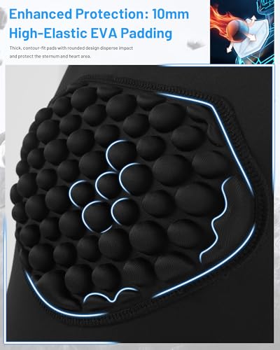 Blueleaf Youth Baseball Chest Protector Padded Compression Sleeveless Shirt Rib Heart Sternum Guard Softball Football - color: Black, size: X-Large