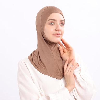 Modal Jersey Muslim Amira Instant Hijab Scarf for Women Jersey Hijab Undercaps - color: Camel+gray