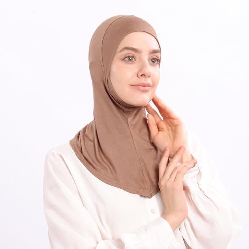 Modal Jersey Muslim Amira Instant Hijab Scarf for Women Jersey Hijab Undercaps - color: Black+camel