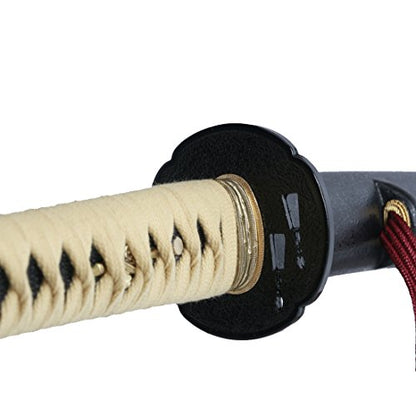 siwode Katana Handmade Full Tang Sharp, Alloy Tsuba Japanese Samurai Sword High Carbon Steel 1060,T10 1095, 40-Inch - color: Shuang tan