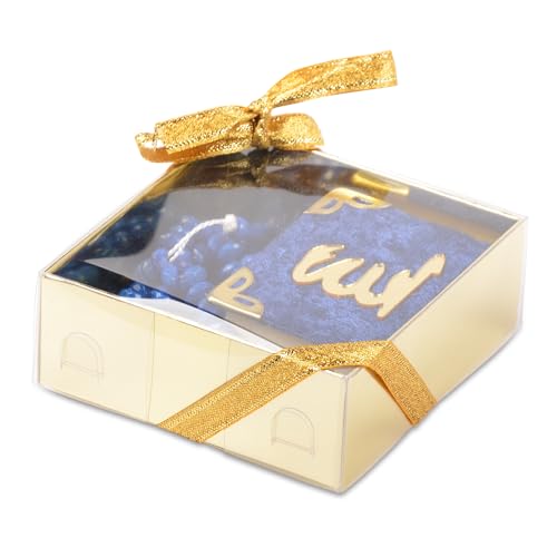 BABY SHOWER CHOCOLATE Set of 10 Islam Quran Tasbeeh Islamic Set | Holy Quran Prayer Beads Gift Box Favor (Dark Blue) - color: Dark Blue