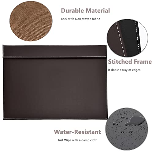 Ultra-Smooth PU Leather Desk Pad & Mat Office Desk Drawing & Writing Board A3/ A4 File Paper Clip Table Protector Mat on Top Large 24''x18'' (Brown) - color: Brown-a006