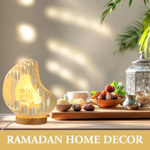 ROCEEI Ramadan Lights with USB Charging for Tabletop Moon Pop up Light up Paper Carving Ramadan Mubarak Sign Lamp Decorations for Home Eid Gifts Table Decor : Home & Kitchen