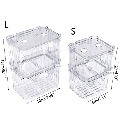 Clear Double Layer Fish Breeding Isolation Box for Aquarium, Small Fry Hatchery Incubator with Suction Cups, Protects Newborn Fish