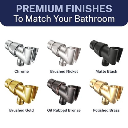 HammerHead Showers Solid Metal Handheld Showerhead Holder, Adjustable Wand Holder with Universal Wall Hook Bracket and Brass Pivot Ball, Brushed Gold - color: Brushed Gold