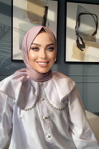 Instant Hijab Scarf for Women – Soft, No-Iron, No-Pins, Ready-to-Wear Hijab – Stretchy & Lightweight Polyester Fabric - color: C4 Lilac