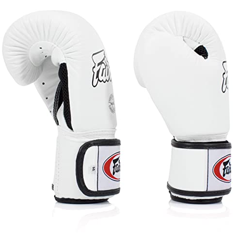 Fairtex BGV1BR Breathable Boxing Gloves, Lightweight Shock Absorbent Gear - color: White, size: 10 oz