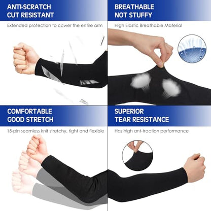 Geyoga Arm Sleeves Guards Cut Resistant HPPE,Large,Hppe,Gray, Blue - color: Black, size: Large, style: Hppe