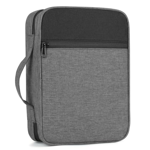 Bible Cover with Durable Handle, Carrying Book Case Church Bag Bible, Protective with Zippered Pocket, Bible Study Accessories Supplies, Book Protector for Book Lovers, GreyBlack - color: Greyblack