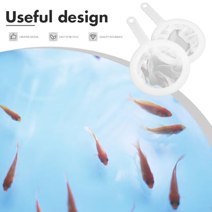 VILLCASE 2pcs Fine Mesh Fish Tank Nets for Small Fish and Brine Shrimp, Portable White Fishing Nets with Dense Nylon Mesh for Aquarium and Home Use