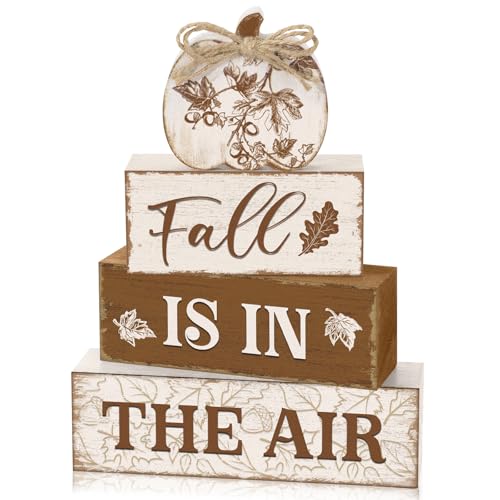 Yousoontic 4 Pcs Fall Pumpkin Wooden Table Decorations Rustic Autumn Signs Tiered Tray Decor Wood Farmhouse Vintage Ornaments Thanksgiving Gift Centerpiece Tabletop Decor for Entryway Home Desk Room - style: Fall Rustic Pumpkin