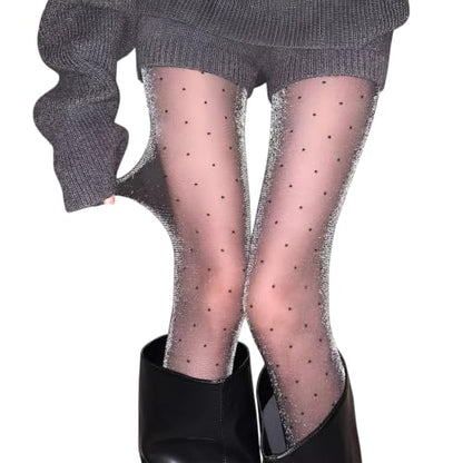 Millennials In Motion Sheer Elegance Patterned Tights - color: Lurex Sparkle