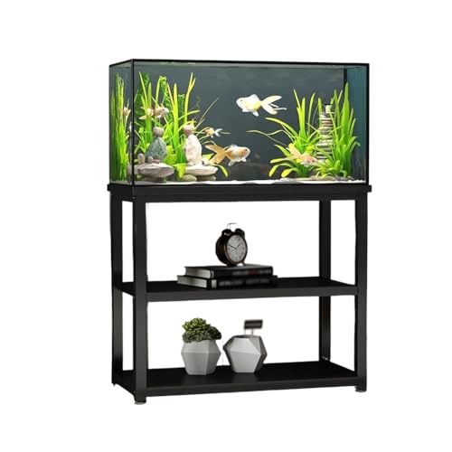 zktoermn Metal Fish Tank Stand, Heavy Duty Aquarium Stand With 2-Tier Open Storage Shelves, For Turtle Tank Reptile Terrariums, Multi-Use Display Rack For Home Office(Black-A,80X45X70CM) - color: Black-a, size: 80X45X70CM