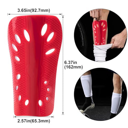 ANCIRS 2 Pair Soccer Shin Guards for Youth, Breathable Shin Guard Sleeves for Football Games, Protective EVA Cushion for Youth Men & Women - color: Blue & Red