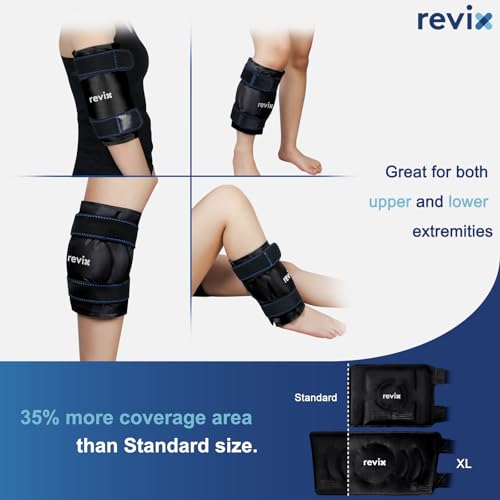 REVIX XL Ice Pack for Knee Replacement Recovery, Ice Wrap with Cold Compression for Discomfort and Fatigue, Gel Cold Pack Wrap Around Entire Knee, Promoting Flexibility and Mobility - size: XL, style: Black-XL