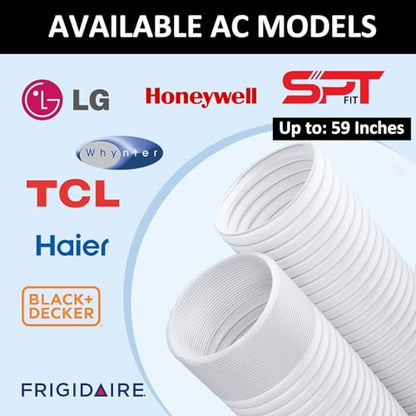 Portable Air Conditioner Hose with Coupler AC Hose with 5.9" Diameter Vent Hose Connector Anti-Clockwise Thread AC Exhaust Hose Extention Coupler for Replacement Tube Compatible with LG
