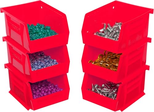 Akro-Mils 30210 AkroBins Plastic Storage Bins, 5"x4"x3", Red, 24-Pack | Space-Saving Stackable Bins for Garage, Pantry, Craft Organization - color: Red