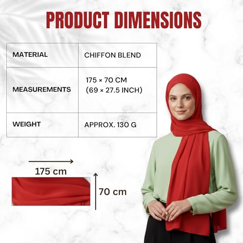 NOOR Chiffon Hijab Set for Women - Pack of 5 Lightweight Non-Slip Scarves, Premium Breathable Fabric, Gift-Ready Packaging - color: Mix Colors 12