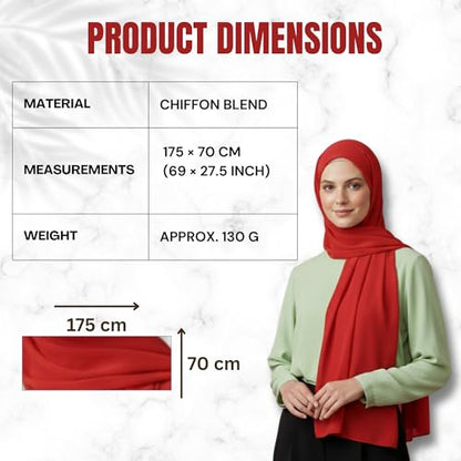 NOOR Chiffon Hijab Set for Women - Pack of 5 Lightweight Non-Slip Scarves, Premium Breathable Fabric, Gift-Ready Packaging - color: Mix Colors 14