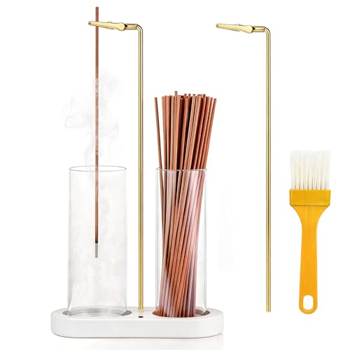 Glass Incense Holder, 2 in 1 Hanging Incense Burner Holder with Ash Catcher & Storage | Cute Boho Decor for Meditation, Yoga, Spa | Stick Incense Holder, Censer, Incense Tray Alternative (White) - color: White