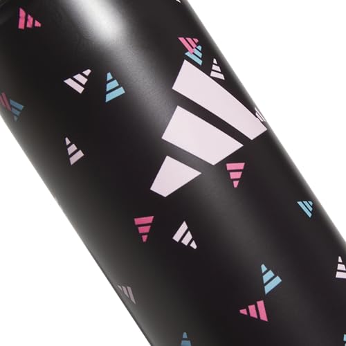 adidas Stainless Steel Metal Water Bottle 20 oz (600 mL) Straw Lid - color: 3 Bar Toss Black-clear Pink/Black/Clear Pink