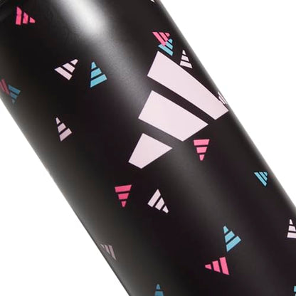 adidas Stainless Steel Metal Water Bottle 20 oz (600 mL) Straw Lid - color: 3 Bar Toss Black-clear Pink/Black/Clear Pink