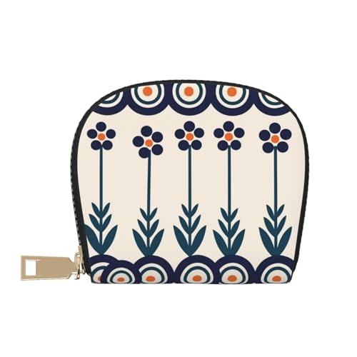 Polish Blue RFID Blocking Semi Circle Card Holder PU Leather Zipper Wallet Pouch Keychain Bag for Women Men, Slim Small Credit Card Case Organizer with 12 Slots - color: Polish Blue