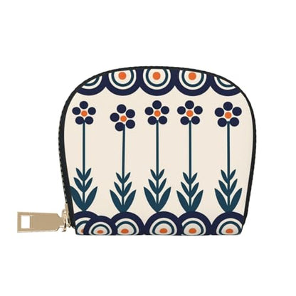 Polish Blue RFID Blocking Semi Circle Card Holder PU Leather Zipper Wallet Pouch Keychain Bag for Women Men, Slim Small Credit Card Case Organizer with 12 Slots - color: Polish Blue