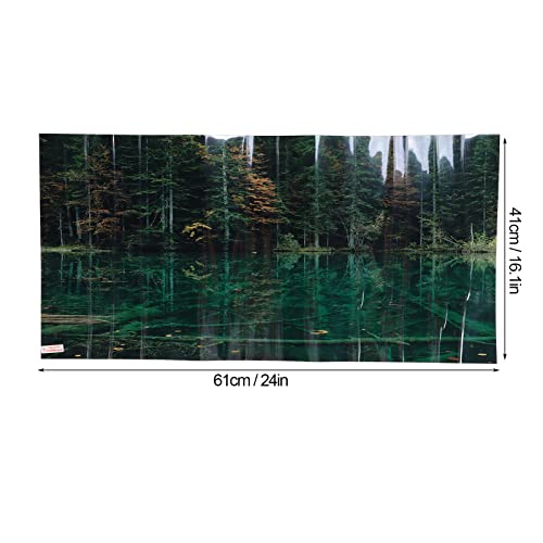 3D PVC Self Adhesive Fish Tank Wallpaper Sticker, Lake Reflection Pattern, for Aquarium Fish Tank Decoration, Premium 1 Roll (61 * 41CM) - size: 61*41CM