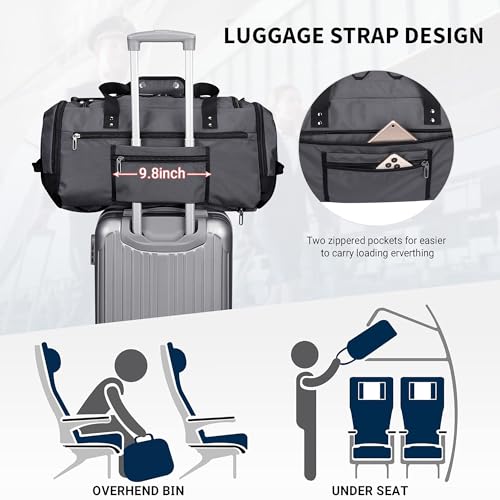 WITZMAN Travel Duffel Bags for Men Large Carry On Weekender Overnight Bag 3 in 1 Backpack with Shoe Compartment （B693 Silvery Grey) - color: Silvery Grey