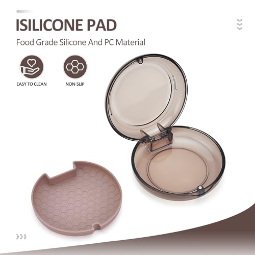 Retainer Case Slim Aligner Case with Vent Holes Removable Inner Tray Silicone for Easy Cleaning, Retainer Removal Tool and Brush (Clear Brown) - color: Clear Brown