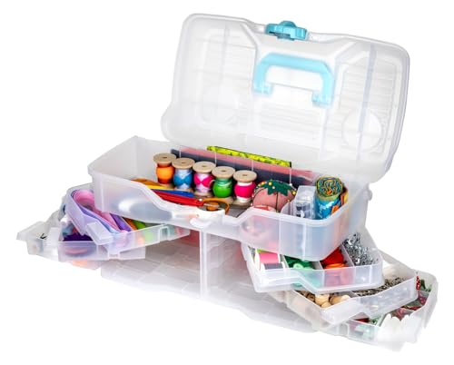Clear Plastic Organizer - ArtBin - Small Parts Organizer - for DIY Arts & Crafts Storage Boxes & Organizers, Sewing Storage - Storage Box with Compartments, Project Box - Large (6 Pivot Trays) 6963PB - style: Large (6 Pivot Trays)