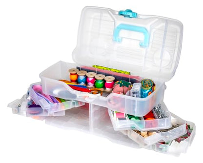 Clear Plastic Organizer - ArtBin - Small Parts Organizer - for DIY Arts & Crafts Storage Boxes & Organizers, Sewing Storage - Storage Box with Compartments, Project Box - Large (6 Pivot Trays) 6963PB - style: Large (6 Pivot Trays)