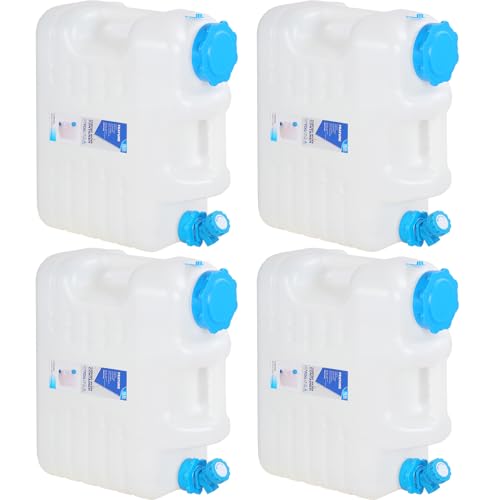 REDCAMP 5 Gallon/18.5L Portable Water Container with Spigot, White 4 Pack | BPA Free Camping Water Jug, No Leakage Water Tank, Portable Emergency Water Storage for Camping, Hiking, Hurricane Supplies - color: White, size: 5Gal/600 Ounces, 4 Pack